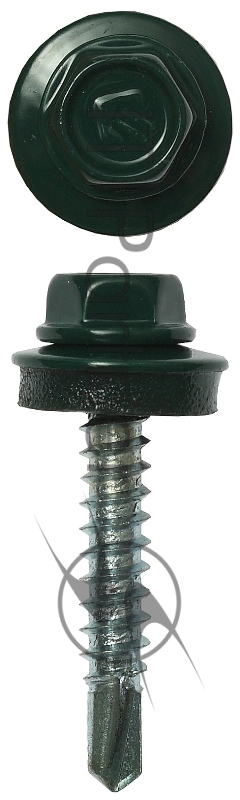 Зубр Саморезы для крепления кровель. матер. к дерев. обреш., цвет RAL 6005 зеленый насыщ., оцинк., 4,8x35мм,380шт 4-300315-48-035-6005