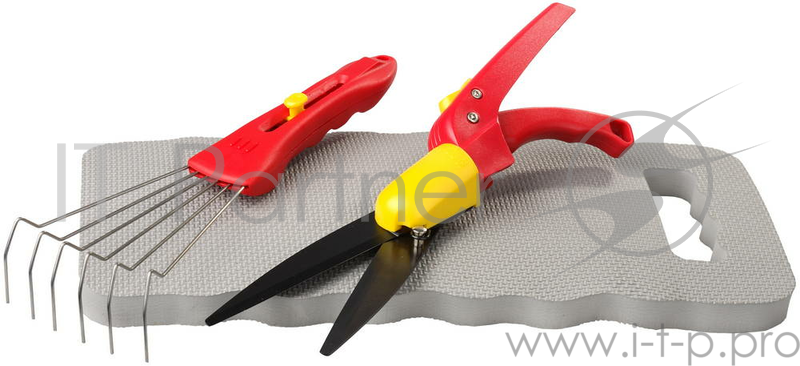 Набор садовый GRINDA 8-422035 3 предмета: ножницы для стрижки травы, подколенник, грабельки