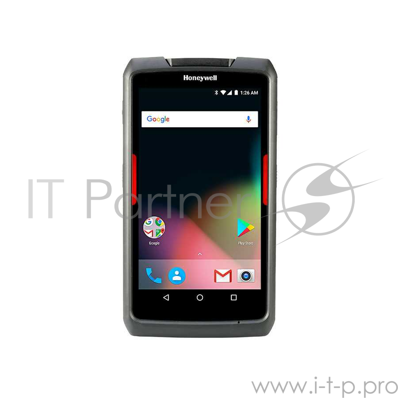 Терминал сбора данных HONEYWELL WLAN,1D/2D imager,1.2 GHz Quad-core,2G/16G Memory,5MP Camera,802.11 a/b/g/n,Bluetooth 4.0,NFC,Android 7.1,GMS,Battery 4,000 mAh,ROW