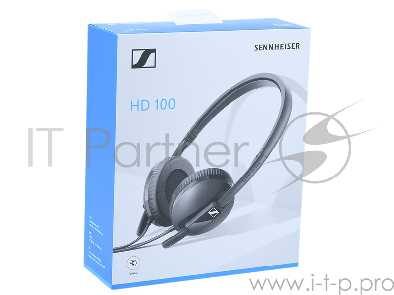 Наушники Sennheiser HD 100 Black Проводные / Накладные без микрофона / 18 - 18000 Гц / 110 дБ / Двустороннее / miniJack 3.5 мм