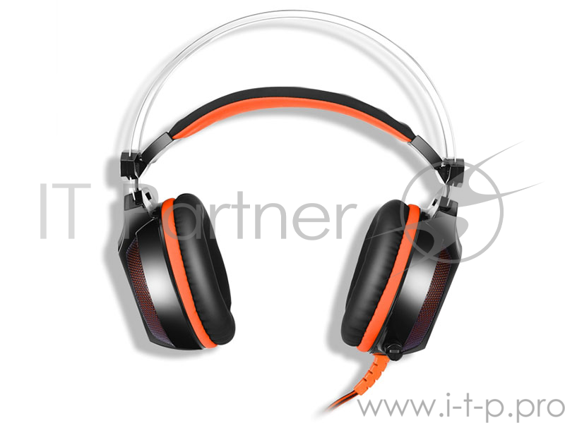 Игровая стереогарнитура Jet.A Panteon GHP-600 pro чёрно-желтая с LED подсветкой и звучанием 7.1 + виброотклик