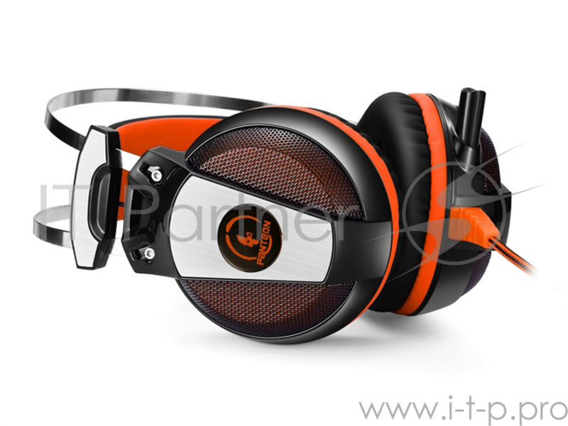 Игровая стереогарнитура Jet.A Panteon GHP-600 pro чёрно-желтая с LED подсветкой и звучанием 7.1 + виброотклик