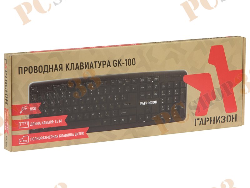 Клавиатура Гарнизон GK-100, черный (USB)