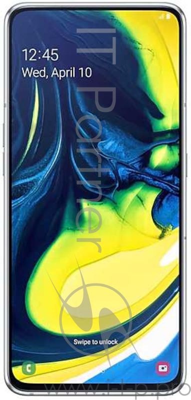 Смартфон Samsung SM-A805F Galaxy A80 128Gb 8Gb серебристый моноблок 3G 4G 2Sim 6.7 1080x2400 Android 9.0 48Mpix 802.11 a/b/g/n/ac NFC GPS GSM900/1800 GSM1900 TouchSc MP3