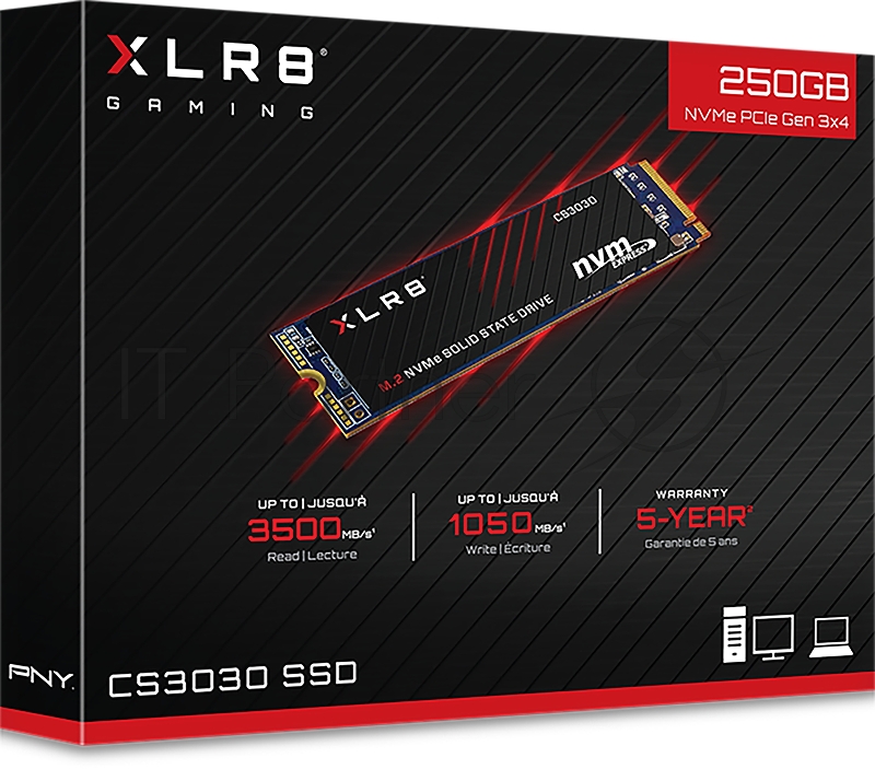 Твердотельный накопитель PNY 250GB M.2 NVMe CS3030 SSD R/W 3000/1000 MB/s
