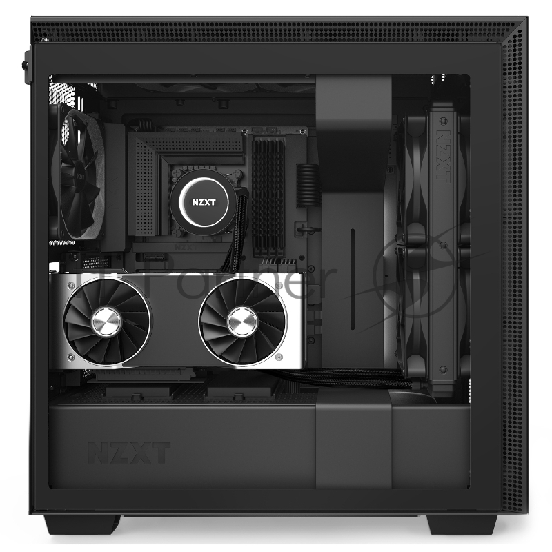Корпус NZXT CA-H710I-B1 H710i Mid Tower Black/Black Chassis with Smart Device 2, 3x120, 1x140mm Aer F Case Fans, 2xLED Strips and Vertical GPU Mount