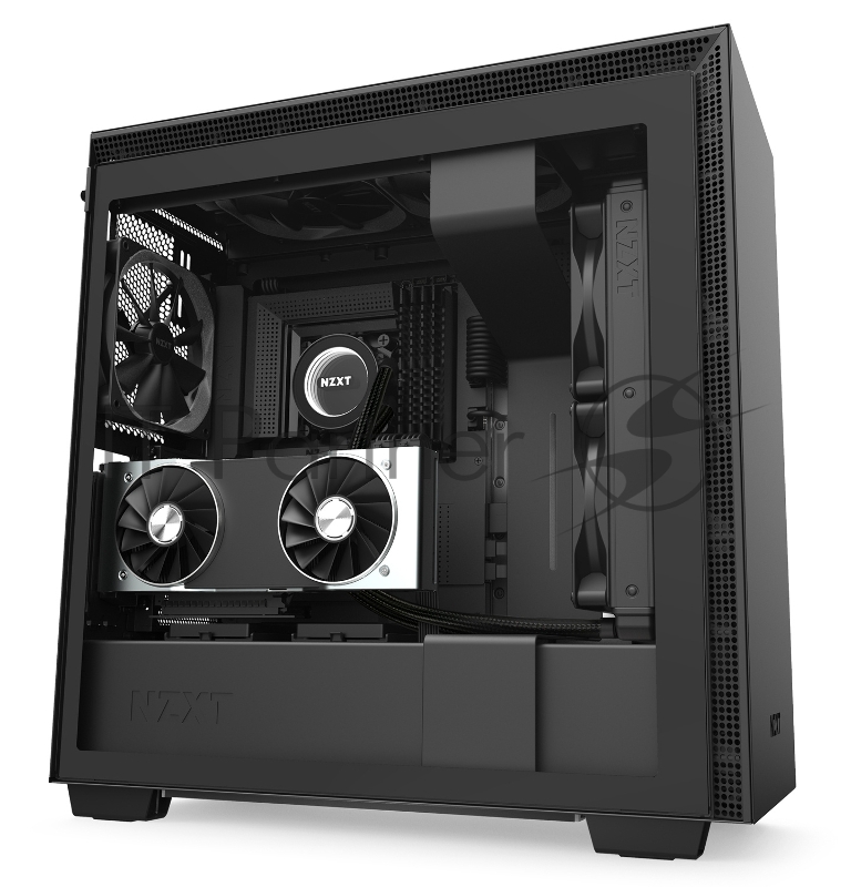Корпус NZXT CA-H710I-B1 H710i Mid Tower Black/Black Chassis with Smart Device 2, 3x120, 1x140mm Aer F Case Fans, 2xLED Strips and Vertical GPU Mount