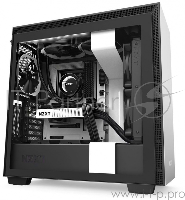 Корпус NZXT CA-H710I-W1 H710i Mid Tower White/Black Chassis with Smart Device 2, 3x120, 1x140mm Aer F Case Fans, 2xLED Strips and Vertical GPU Mount