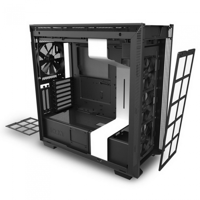 Корпус NZXT CA-H710I-W1 H710i Mid Tower White/Black Chassis with Smart Device 2, 3x120, 1x140mm Aer F Case Fans, 2xLED Strips and Vertical GPU Mount