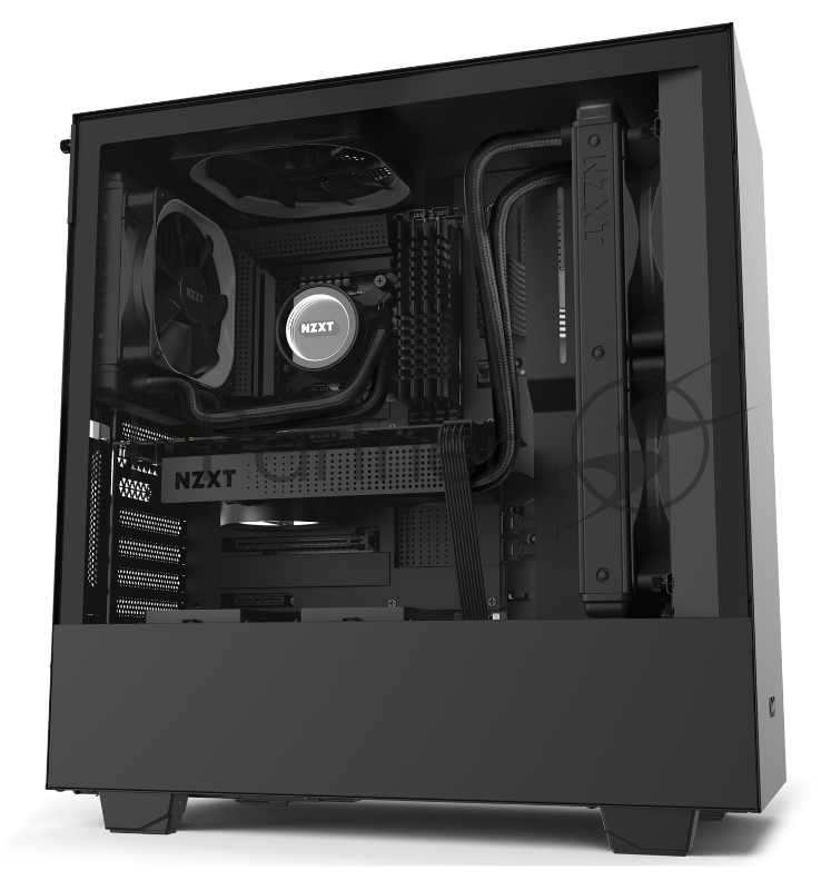 Корпус NZXT CA-H510I-B1 H510i Compact Mid Tower Black/Black Chassis with Smart Device 2, 2x120mm Aer F Case Fans, 2xLED Strips and Vertical GPU Mount