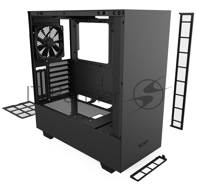 Корпус NZXT CA-H510I-B1 H510i Compact Mid Tower Black/Black Chassis with Smart Device 2, 2x120mm Aer F Case Fans, 2xLED Strips and Vertical GPU Mount