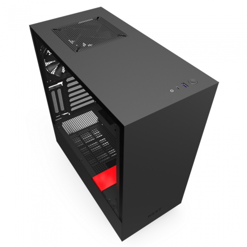 Корпус NZXT CA-H510I-BR H510i Compact Mid Tower Black/Red Chassis with Smart Device 2, 2x120mm Aer F Case Fans, 2xLED Strips and Vertical GPU Mount