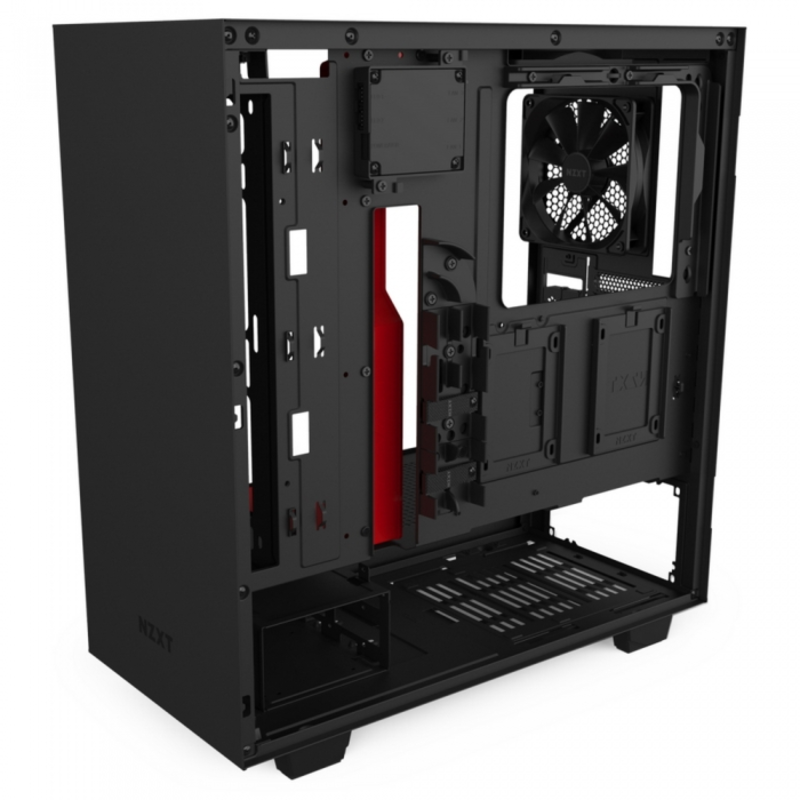 Корпус NZXT CA-H510I-BR H510i Compact Mid Tower Black/Red Chassis with Smart Device 2, 2x120mm Aer F Case Fans, 2xLED Strips and Vertical GPU Mount