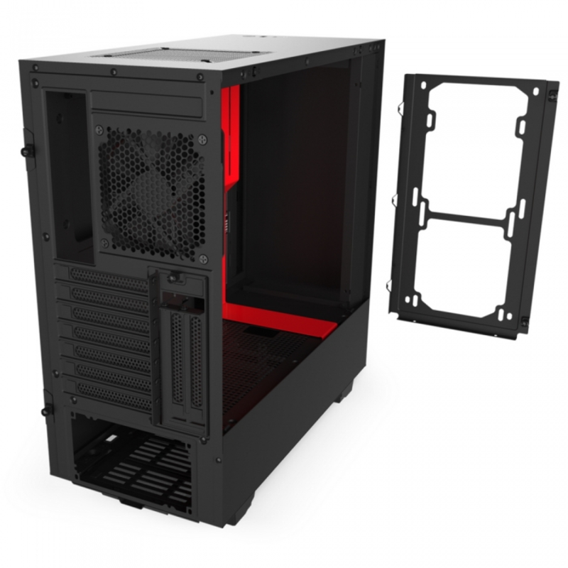 Корпус NZXT CA-H510I-BR H510i Compact Mid Tower Black/Red Chassis with Smart Device 2, 2x120mm Aer F Case Fans, 2xLED Strips and Vertical GPU Mount