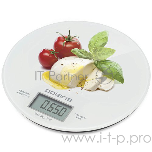 Весы кухонные Polaris PKS 0835DG (эл. до 8 кг,стекло) Капрезе