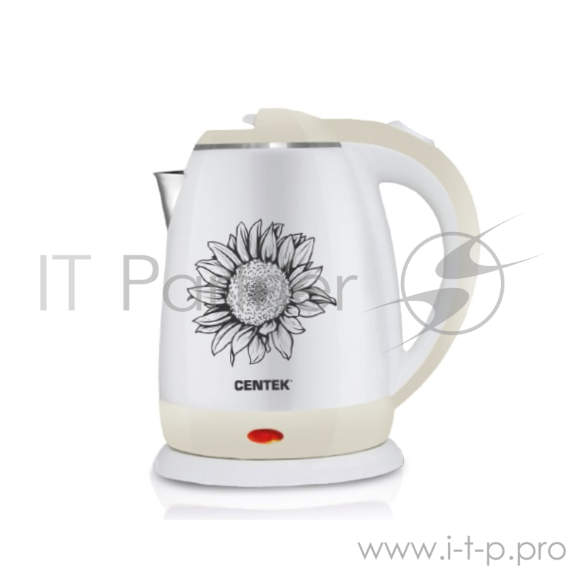 Чайник Centek CT-1026 BEIGE (бежевый +рисунок) 1.8л, 2000W, двухслойный корпус