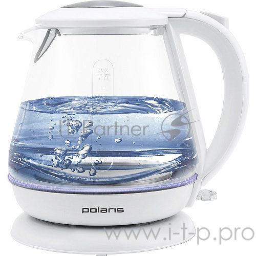 Чайник электрический Polaris PWK-1859 СGL (2200W,1,8л, диск, стекло) белый