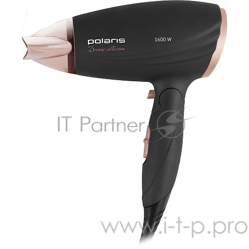Фен Polaris PHD-1668 T (1600W, складн. ручка, ионизация, прорезиноый корпус) маренго/розовый
