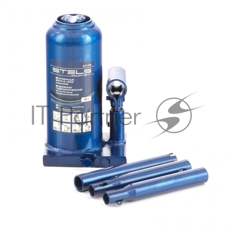 STELS Домкрат гидравлический бутылочный телескопический, 4 т, 51140