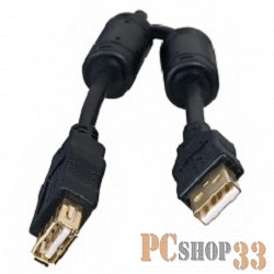 Кабель 5bites UC5011-050A Проф. Кабель USB2.0, AM/AF, зол.разъемы, ферр.кольца, 5м., черный