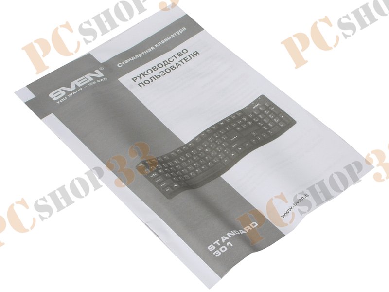 Клавиатура Sven Standard 301, 104+1кн., водостойкая, черный (USB)