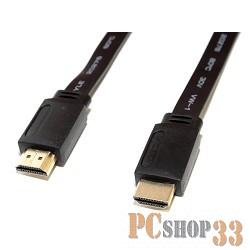 Кабель HDMI / DVI 5bites APC-185-002 Кабель HDMI M / HDMI M V1.4b, высокоскоростной, ethernet+3D, зол.разъемы, плоский, 2м.
