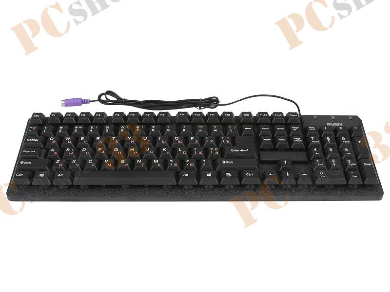 Клавиатура Sven Standard 301, 104+1кн., водостойкая, черный (PS/2)