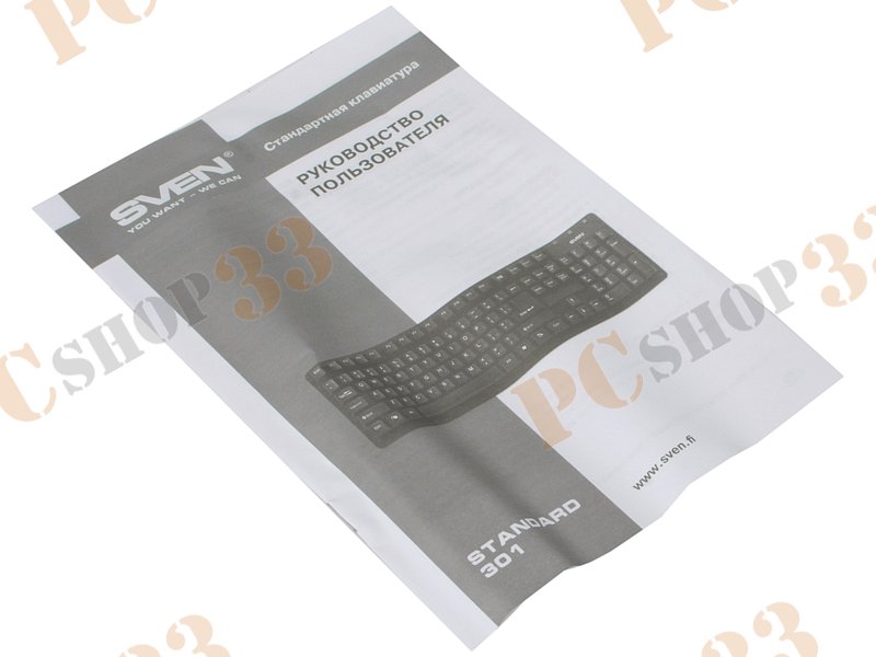 Клавиатура Sven Standard 301, 104+1кн., водостойкая, черный (PS/2)