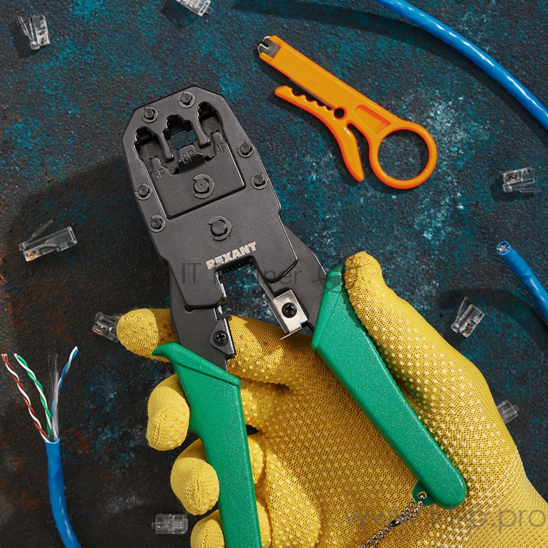 REXANT Кримпер для обжима 8P8C / 6P6C / 4P4C /ht-200/, заделка витой пары /ht-318М/ ht-315 12-3441