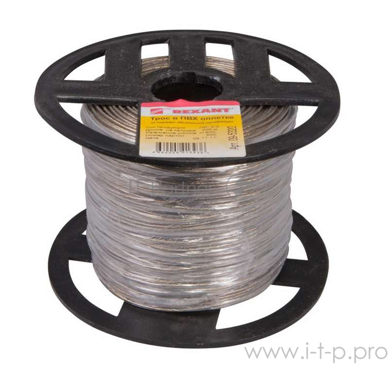REXANT Трос стальной в ПВХ изоляции d=2.0 мм, катушка 200 метров 09-5320