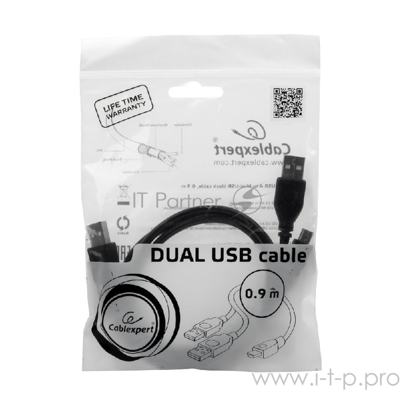 Кабель Gembird/Cablexpert CCP-USB22-AM5P-3 USB 2.0 Pro Кабель , 2xAM/miniBM 5P, 0.9м, экран, черный