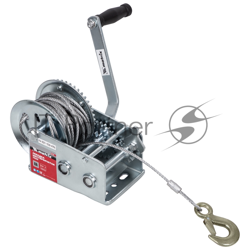 MATRIX Лебедка шестеренчатая, тяга - 0,8 т, тросовая// MATRIX 522735