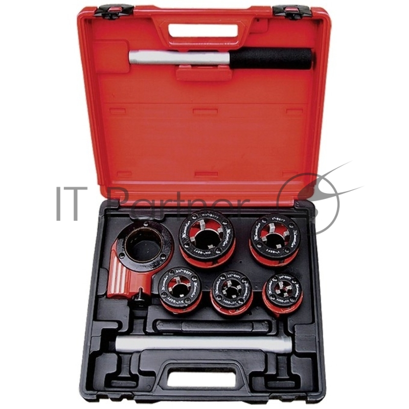 MATRIX Набор клуппов 1/4-1/2-3/4-1-1,25+ плашкодержатель с трещоткой, 8 предм.// 77332