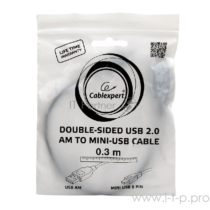 Кабель Gembird/Cablexpert CC-5PUSB2D-0.3M Кабель USB 2.0 , мультиразъем USB, AM/miniB 5P, 30sm, пакет