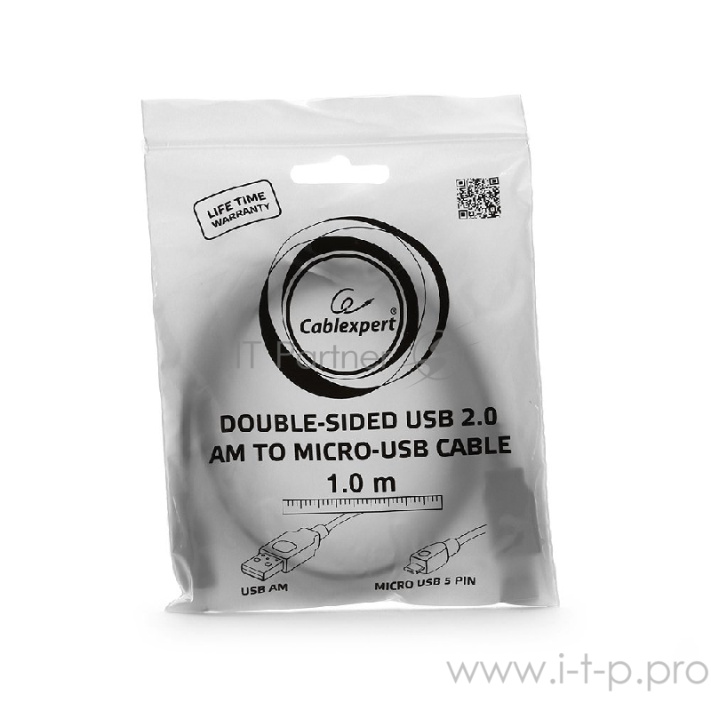 Кабель Gembird/Cablexpert CC-mUSB2D-1M, Кабель USB 2.0 , мультиразъем USB, AM/microB 5P, 1м, пакет
