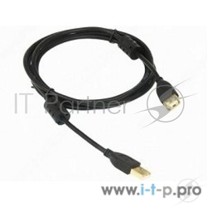 Кабель Konoos KC-USB2-AMAF-1.8, AM/AF, Кабель USB 2.0 Pro, AM/AF, 1.8м, черный, позол. разъемы., феррит. кольца, коробка