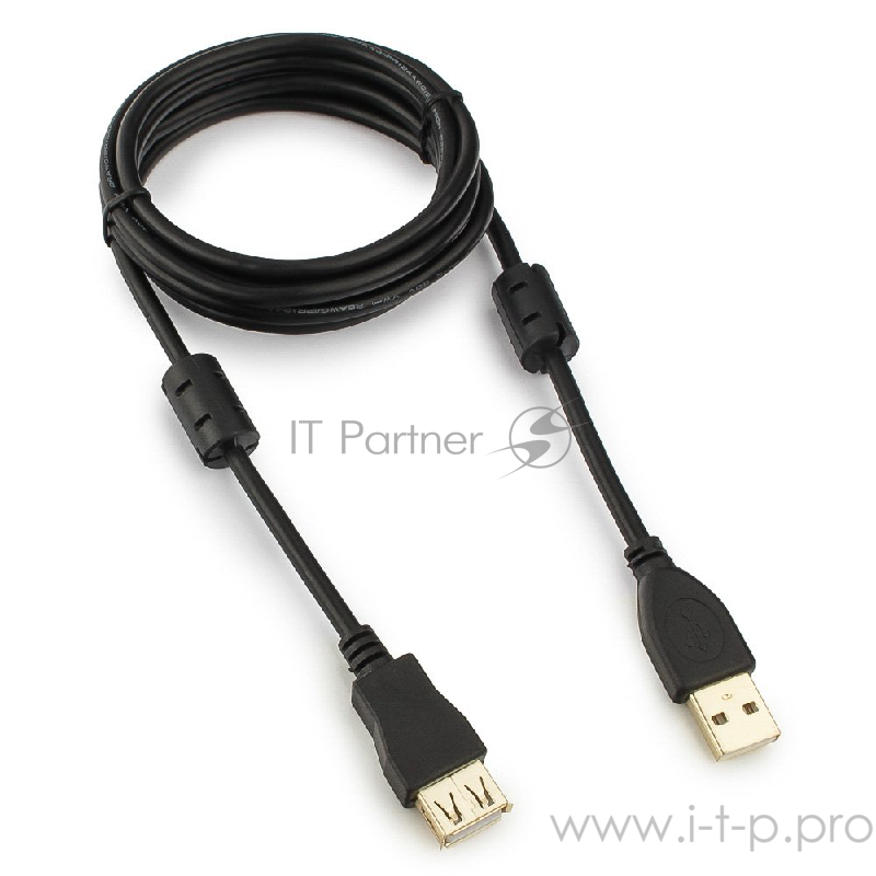 Кабель Konoos KC-USB2-AMAF-1.8, AM/AF, Кабель USB 2.0 Pro, AM/AF, 1.8м, черный, позол. разъемы., феррит. кольца, коробка
