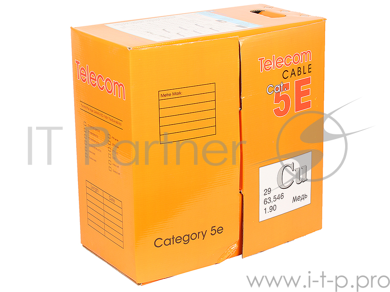 Кабель FTP 5e кат. Telecom FTP4-TC1000C5EN-CU-OS, 4 пары, однож., 24AWG/0.51мм, медь (305м), наружный, черный