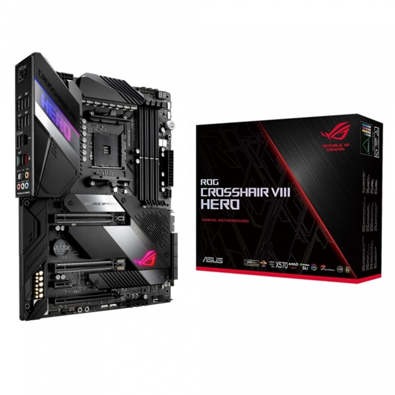 Материнская плата Asus ROG CROSSHAIR VIII HERO RTL {MD X570, сокет: AM4, слоты: 4 DDR4 DIMM, SATA 3: 6 Гбит/с х 8, дополнительно: поддержка SLI/CrossFireX}