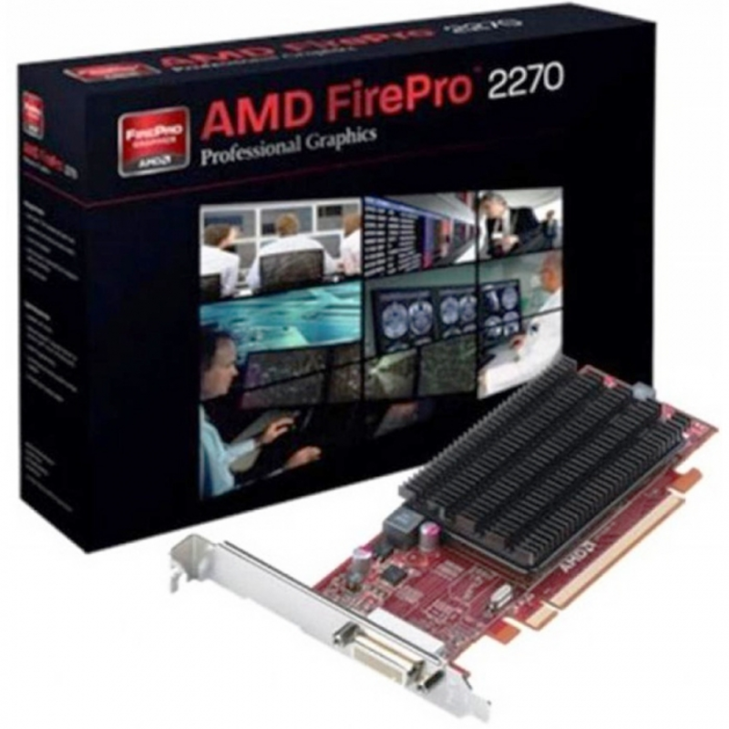 FirePro 2270 X16 512MB Dual O/P, DVI/VGA/DP, Full Height/Low profile brackets, 1 x DMS59 pin to Dual DVI-I cable adapter, 2 x DVI-VGA adapters, Passive Cooling, 512MB DDR3, PCI-E(x16) 2.1 (100-505651/100-505971) RTL {5