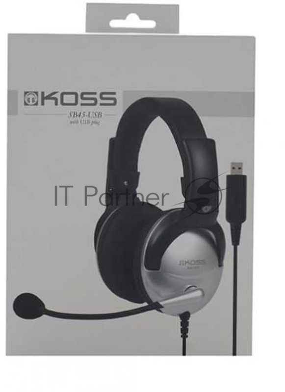 Наушники KOSS SB-45 USB {Гарнитура, закрытого типа с электретным микрофоном и VC,част. 18-20000 Гц,импеданс 100 Ом, чувствительность 103 дБ, шнур 2,4м, USB-подключение к ПК}