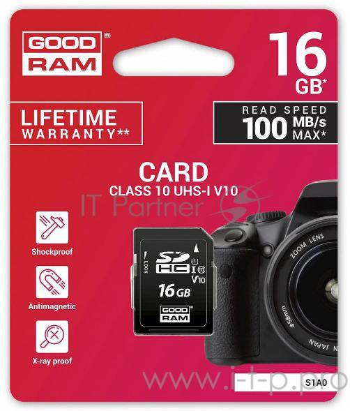 SD Card 16GB GOODRAM V10 Сlass 10 (S1A0-0160R12)