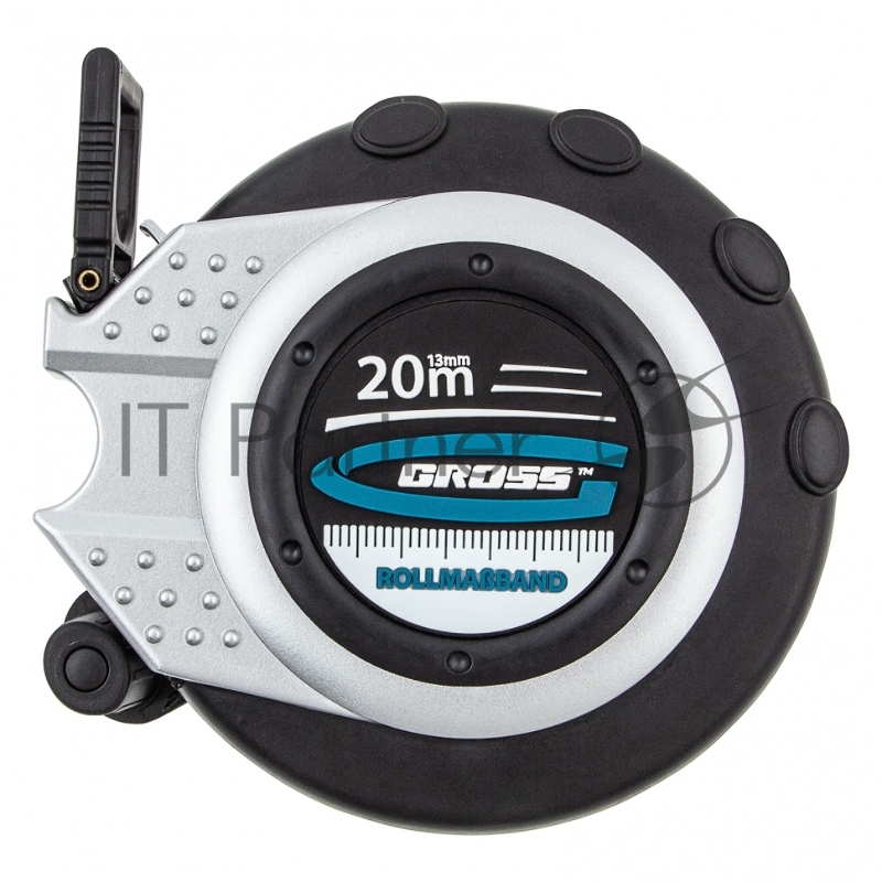 GROSS Рулетка геодезическая 20 м х 13 мм, закр. корп., металл. лента, нейлон, двуст. шкала// 31251