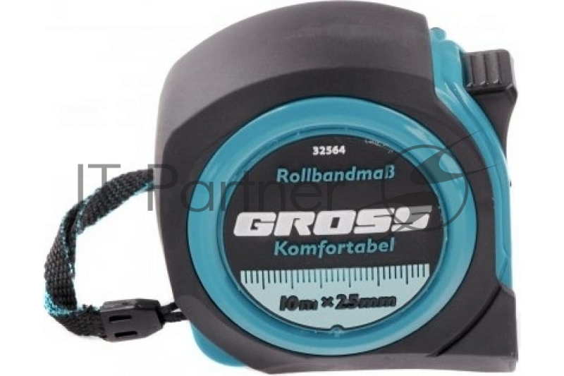 GROSS Рулетка Komfortabel, 10 м х 25 мм обрезиненный корпус 32564
