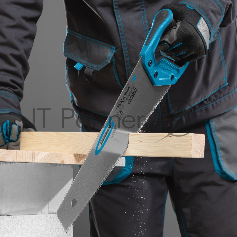 GROSS Ножовка по дереву PIRANHA, 400 мм, 7-8 TPI, зуб - 3D, каленый зуб, 2-х комп. рук-ка// 24109