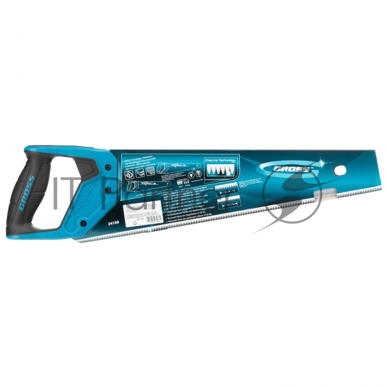 GROSS Ножовка по дереву PIRANHA, 400 мм, 7-8 TPI, зуб - 3D, каленый зуб, 2-х комп. рук-ка// 24109