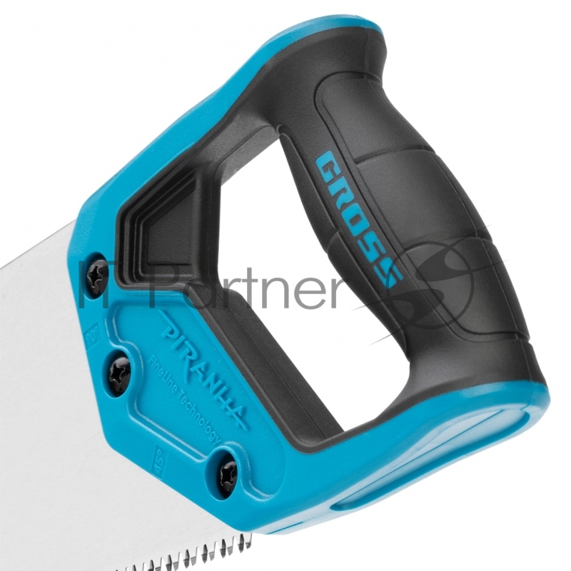 GROSS Ножовка по дереву PIRANHA, 400 мм, 7-8 TPI, зуб - 3D, каленый зуб, 2-х комп. рук-ка// 24109