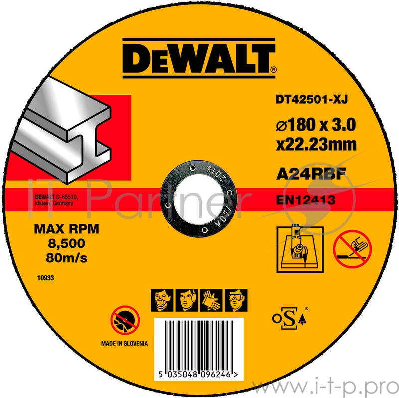 Круг отрезной DeWALT DT42501-XJ по металлу для УШМ 180х22.2х3.0мм тип 1 плоский