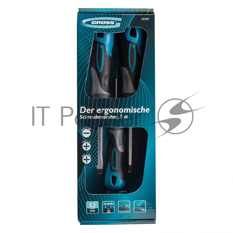GROSS Набор отвёрток комбинированный 3 шт,S2, трехкомпонентная рукоятка// 12167