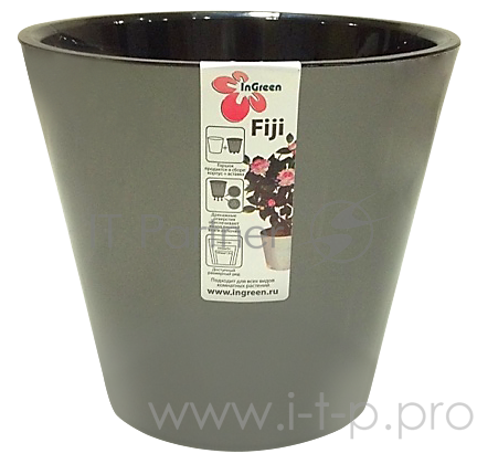 Горшок для цветов INGREEN ING1555ГР Фиджи D 230 мм/5 л Графит